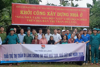 KHỞI CÔNG XÂY DỰNG NHÀ Ở CHO HỘ NGHÈO Ở TỔ DÂN PHỐ LÀNG BỒ, TT DI LĂNG.